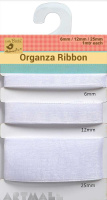 Organza Ribbon W 6/12/25mm White 1mtr Each x 3mtr