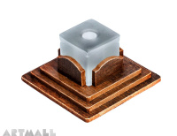 Carton simil wood base with white glass pen stand