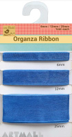 Organza Ribbon W 6/12/25mm 1mtr Each Blue
