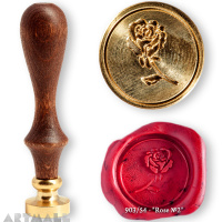 Seal diam 20mm, Rose №2 symbol, with wooden handle