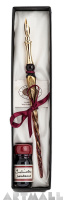 Gift Calligraphy Set, Bordeaux glass pen with metal nib & 10cc ink