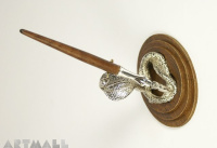 Set wooden nibholder with metal nib, metal pen stand King Cobra shape.