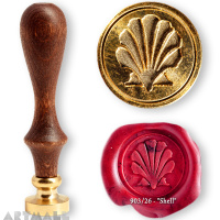 Seal diam 20mm, Shell symbol, with wooden handle