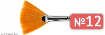 Fan brush, soft synthetic, long varnished handle №12