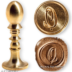 Round seal 18 mm initial "Curvem" w/brass handle "Q"