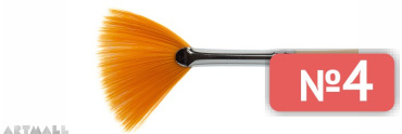 Fan brush, soft synthetic, long varnished handle №4