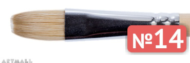 Flat brush, bristel, long varnished handle №14