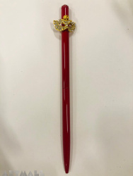 Ballpen 16 cm, with decorative mask, original Swarovski on top of the pen, light siam color
