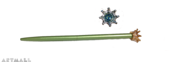 Ballpen 16cm decorative Crown, with swarovski on the top of pen Erinite color