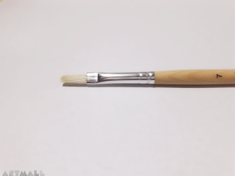 Flat brush, bristel, long varnished handle №7.