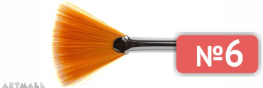 Fan brush, soft synthetic, long varnished handle №6