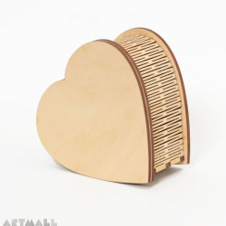 Wooden box, heart shape