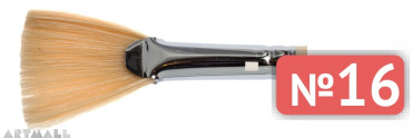 Fan brush, bristle, long varnished handle №16