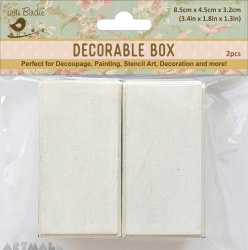White Washed Alterables Rectangle 3.3" X 1.7" Small 2Pc