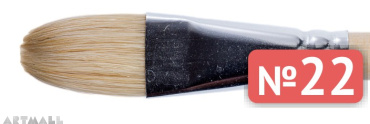 Oval brush, bristel, long varnished handle №22