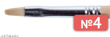Flat brush, bristel, long varnished handle №4